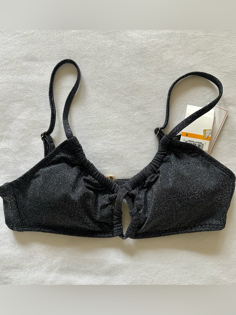 salt & cove black w silver sparkles bikini top / size small
